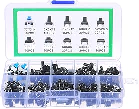 Lianai 180PCS Interruptor de botão tátil Micro Interruptor de tato momentâneo 10 valores 6 x 6 mm Microinterruptores de 4 pinos