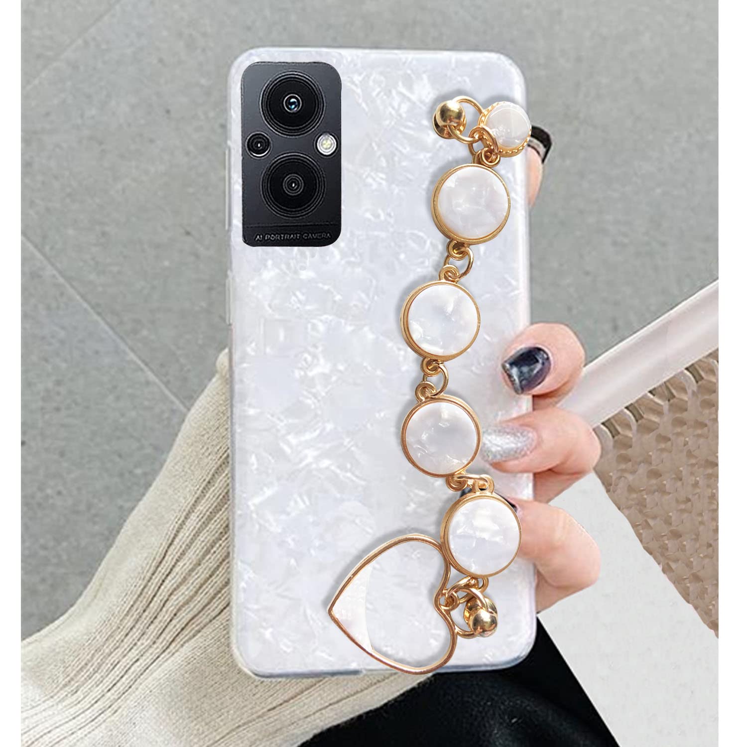 KC Back Cover for Oppo F21 Pro 5G & Oppo F21s Pro 5G, Round Marble Wrist Bracelet Chain Holder Soft Silicone Marble Shell Case (White) (B0B97RN1ZK) Amazon Price History, Amazon Price Tracker