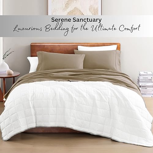 Miniatura 8 de LANE LINEN Juego de sábanas de 3 piezas 100% algodón orgánico percal puro transpirable para colchones de hasta 15 pulgadas de profundidad, color