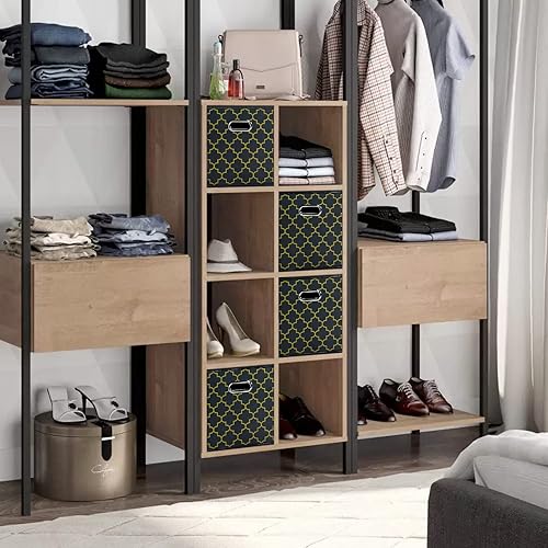 Vista 56 de Cubos de almacenamiento plegables negros, caja de almacenamiento de tela, cestas organizadoras con asas dobles para organizador del hogar