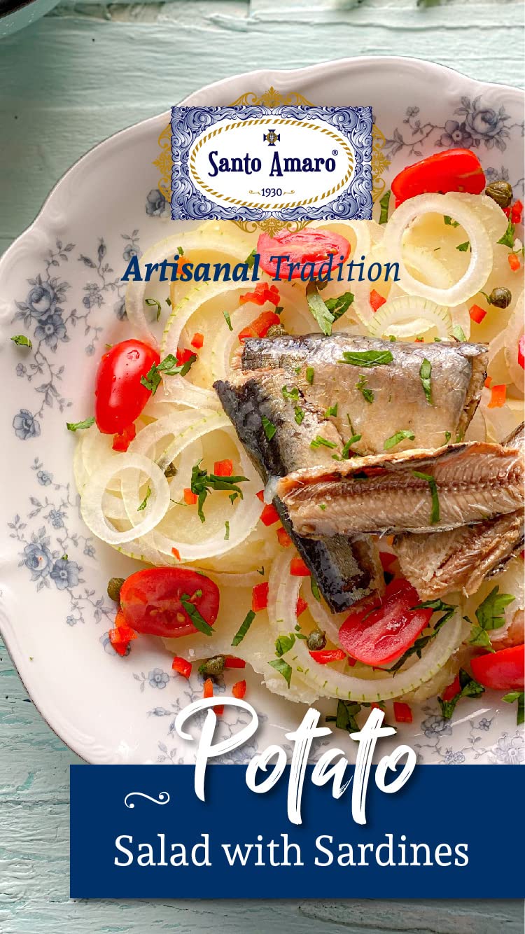 Santo Amaro – Authentic European Sardines in Water, Hand-Packed Canned Sardines Wild Caught Sardines in Water, Sea Salt, 140 Calories, Portuguese Sardines, Low Mercury, 19g Protein, Pack of 6