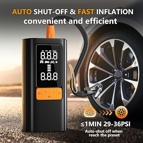 Miniatura 2 de Inflador de neumáticos, compresor de aire portátil, bomba de aire de 150 PSI para neumáticos de automóvil, bomba de neumáticos de bicicleta con