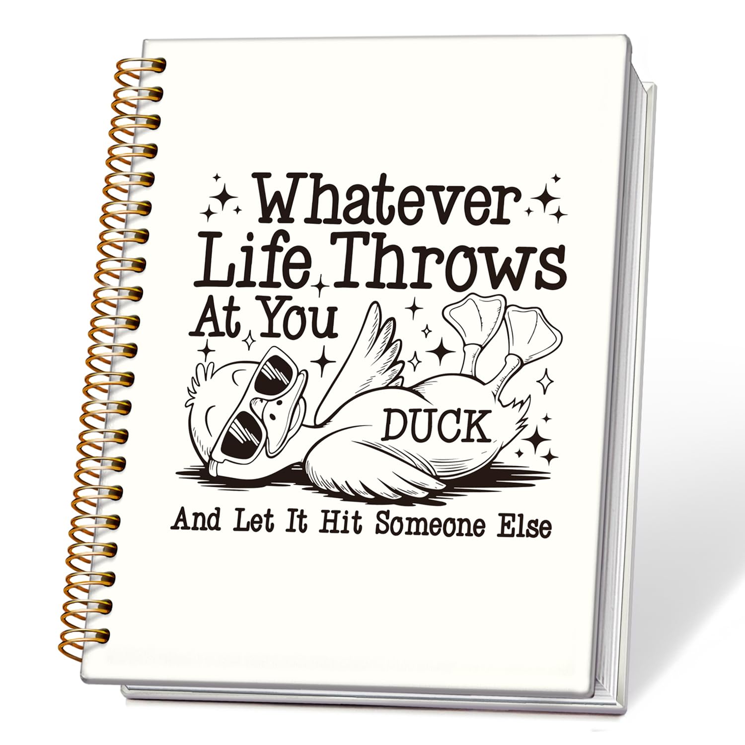 ETVISO Funny Retro Duck Notebook, Trendy Sunglasses Duck Journal, Animal Lover Gifts Journal, Whatever Life Throws at You Funny Sarcastic Quote