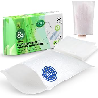 Harmony Care  - 8 x soft disposable wash mitts made of spunlace disposable washcloths for adult care and babies extra thick irritation-resistant washcloths disposable moist