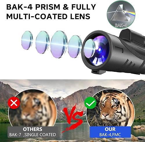 Miniatura 7 de Telescopio monocular, 12x50 HD monocular telescopio de visión nocturna de poca luz, observación de aves eventos deportivos