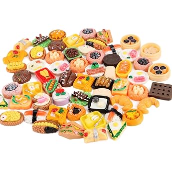 100 Pieces Miniature Food Set Mini Food and Drink Dollhouse Accessories Detailed Miniature Toy Food for Doll Kitchen Children's Kitchen and Decoration Random Styles