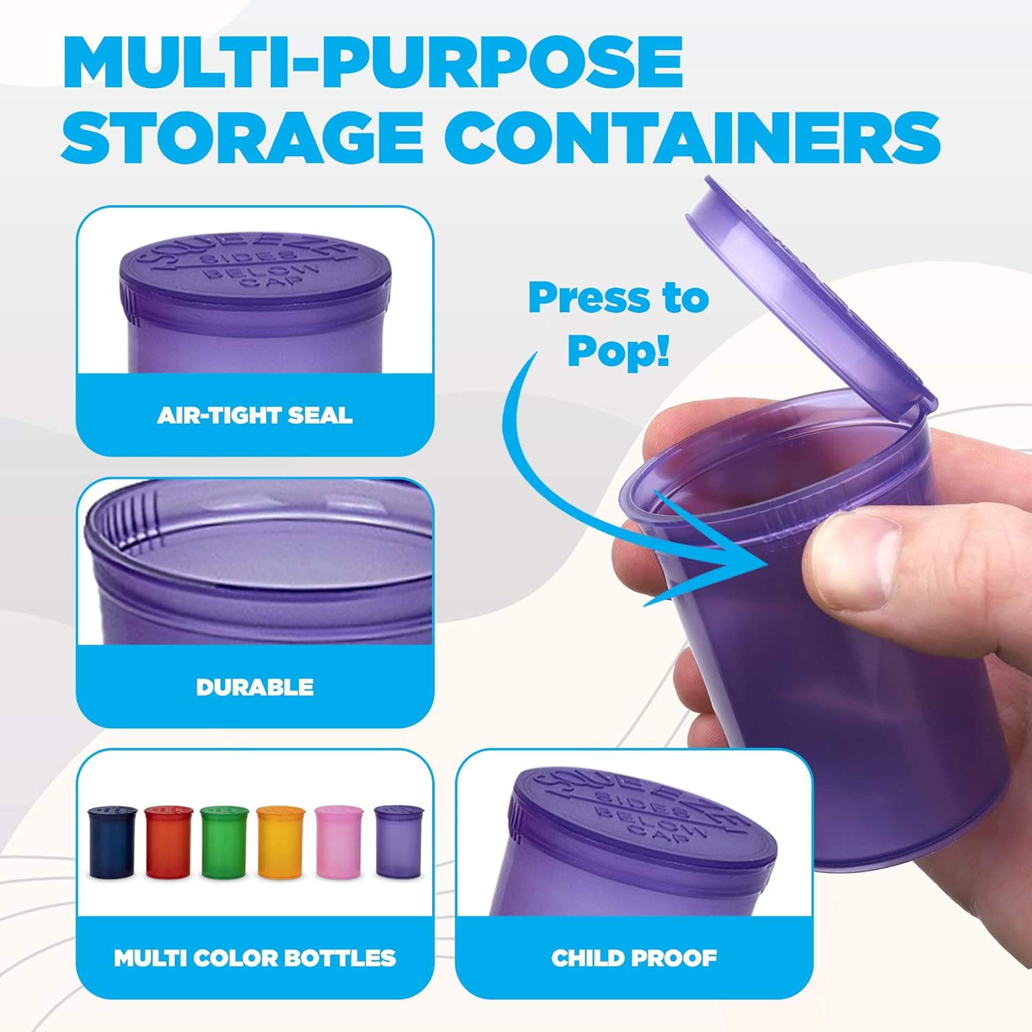 Buy Pill Bottles with Caps MultiUse Airtight Pop Top Opening