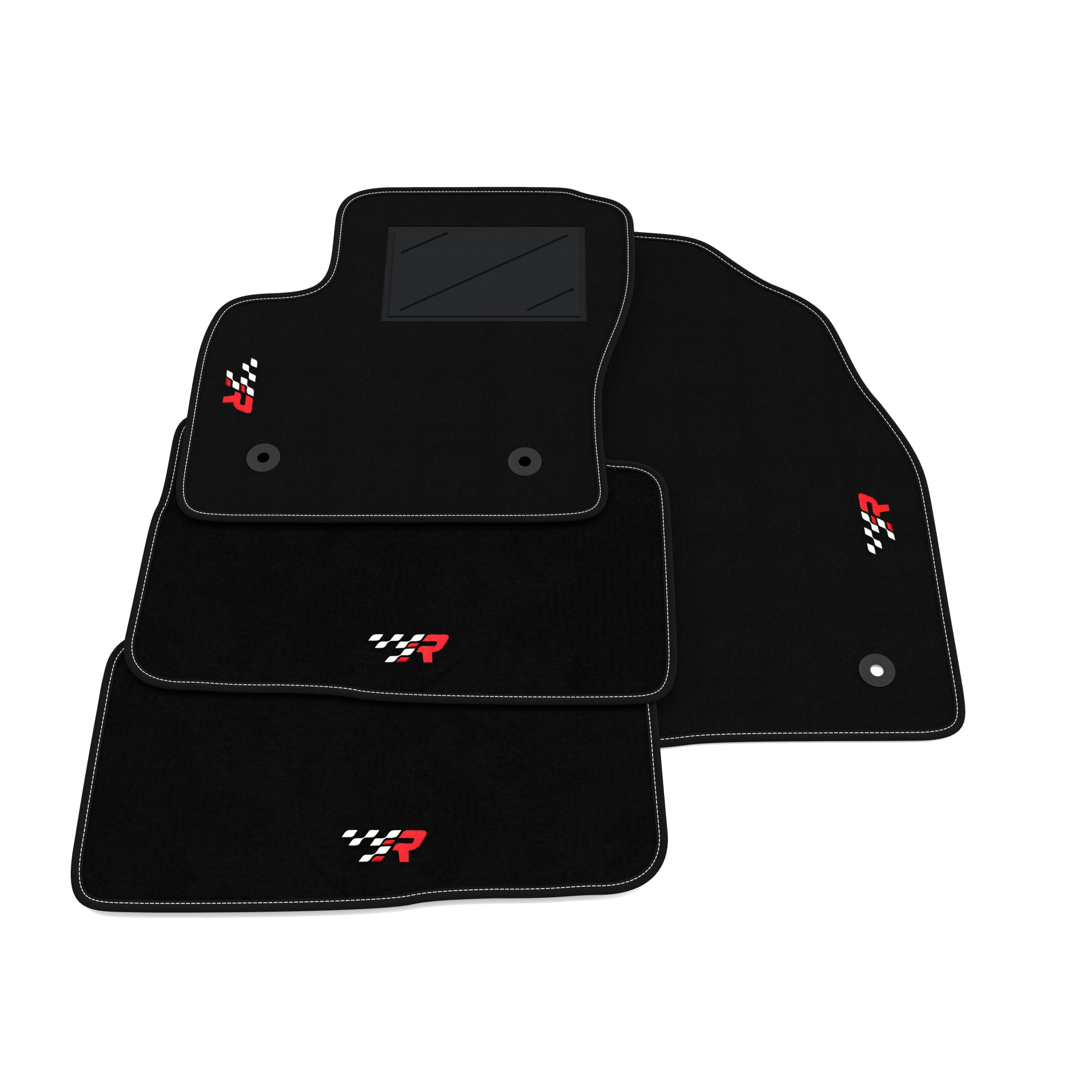 Set de Tapis de Voiture compatibles avec Ford Kuga 2 2013-2016 | Tapis sur Mesure en Moquette, Broderie R Racing, sur Mesure
