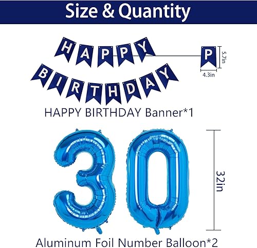 Miniatura 62 de Decoraciones de fiesta de cumpleaños azul número 16 para niños y niñas, suministros de globos de feliz cumpleaños 16 con pancarta de feliz