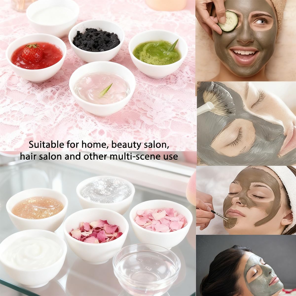 5 Pcs Small Silicone Face Mask Bowl Set - 3.34" Mini Facial Mixing Bowls, Compact Esthetician Supplies for DIY Spa Skincare, Clay Mud Prep & Multi-Step Routine (White)