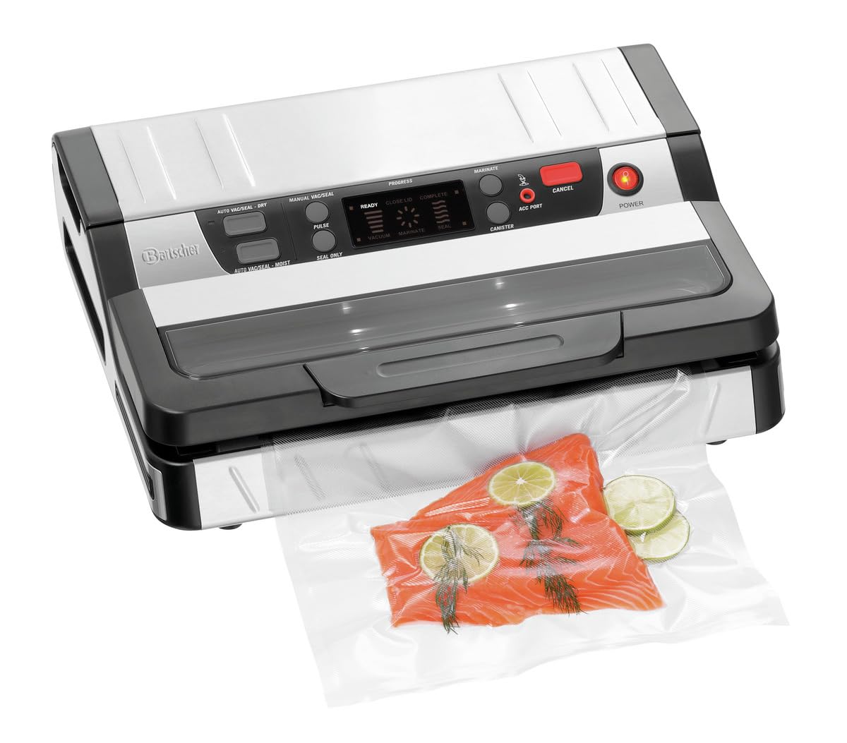 Bartscher Vakuumiergerät 315/20L – für Gastronomie, elektronisch mit Vakuumbehälterfunktion, Edelstahl/Kunststoff, Schweißstab 315 mm, inkl. Folienrolle