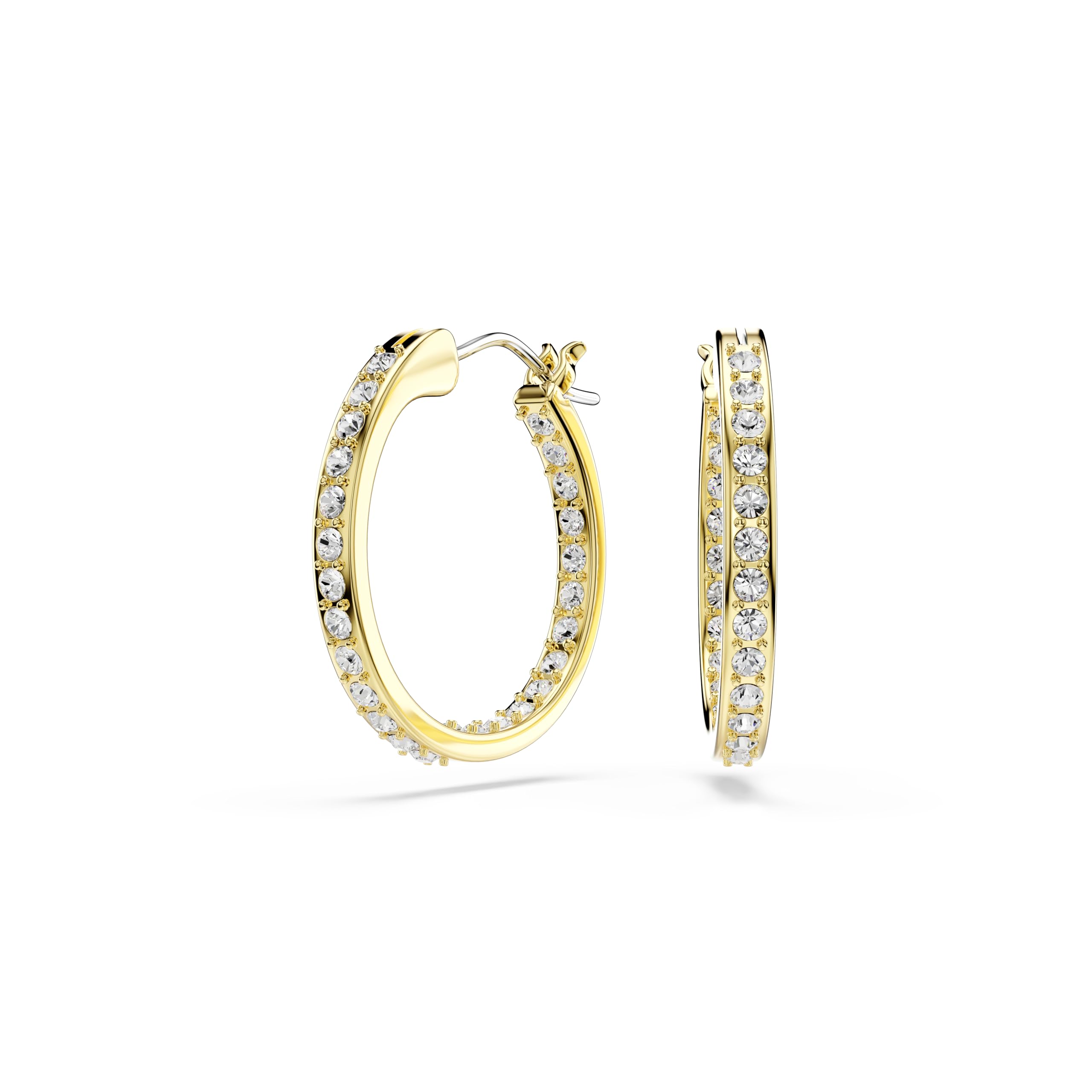 Swarovski Sommerset Orecchini a Cerchio Piccoli, Gioielli Versatili per Occasioni Speciali con Pavé di Cristalli Cry Swarovski, Placcatura in Tonalità Oro, 2 x 0,2 cm, peso (singolo orecchino) 1,1 g