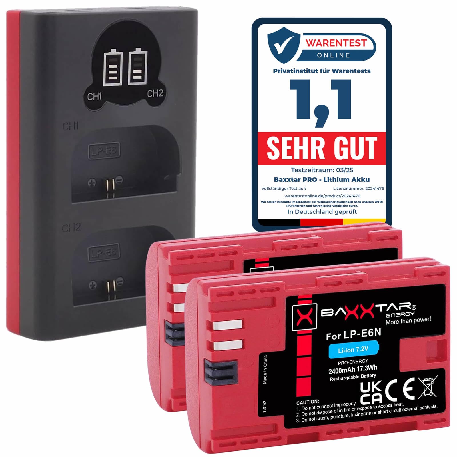 Baxxtar Pro LP-E6NH 2600mAh Battery Pack Compatible With Canon R5 R5c