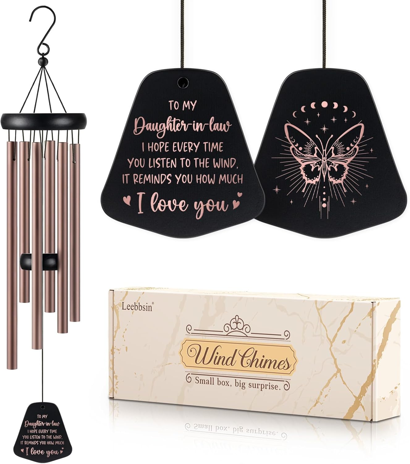 Gifts for Daughter-in-Law, Daughter-in-Law Gift Wind Chimes from Mom Dad, Birthday Gifts for Birthday, Graduation, Wedding, Thanksgiving, Christmas, Mother's Day