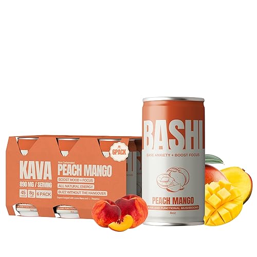 Bashi - Kava Drink Experience - Relajación natural y alivio del estrés - Extracto de kava a base de plantas - Sin alcohol, sin cafeína - Mango de