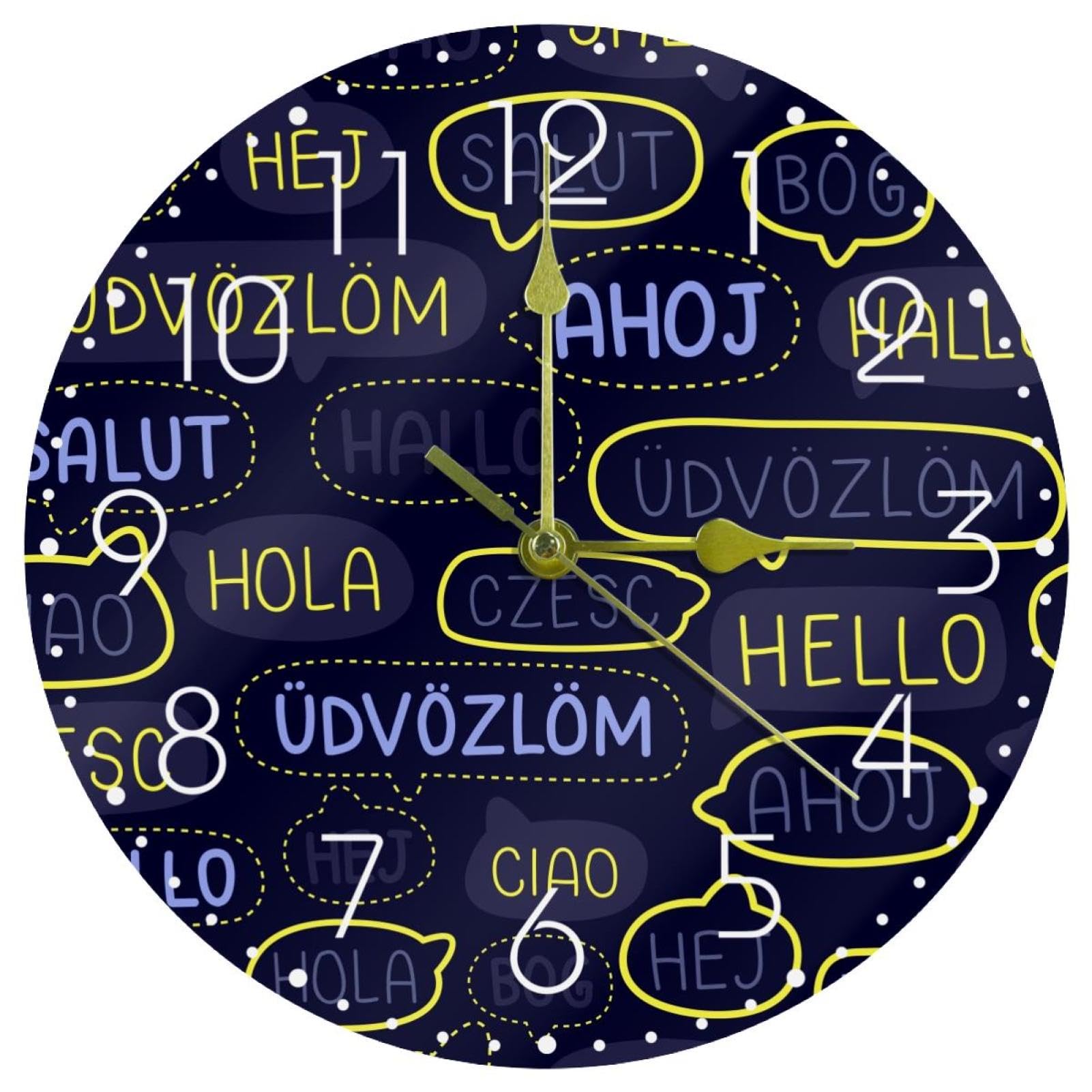 Horloge murale silencieuse 25,4 cm : déco moderne multicolore pour classe et bureau