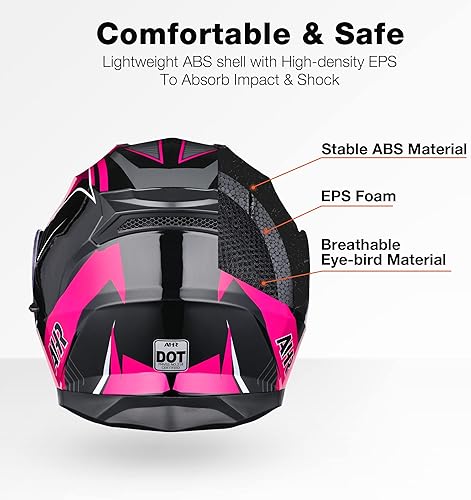 Miniatura 6 de AHR - Casco modular y abatible de motocicleta, de cara completa con certificación DOT y visera doble, para motocross