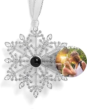 Personalized Photo Ornaments for Christmas Tree Custom Decoration with Picture Inside Hanging Ornate Snowflake Projection Pendant 2026 New Home Decor for Xmas Party Memorial Gifts for Family