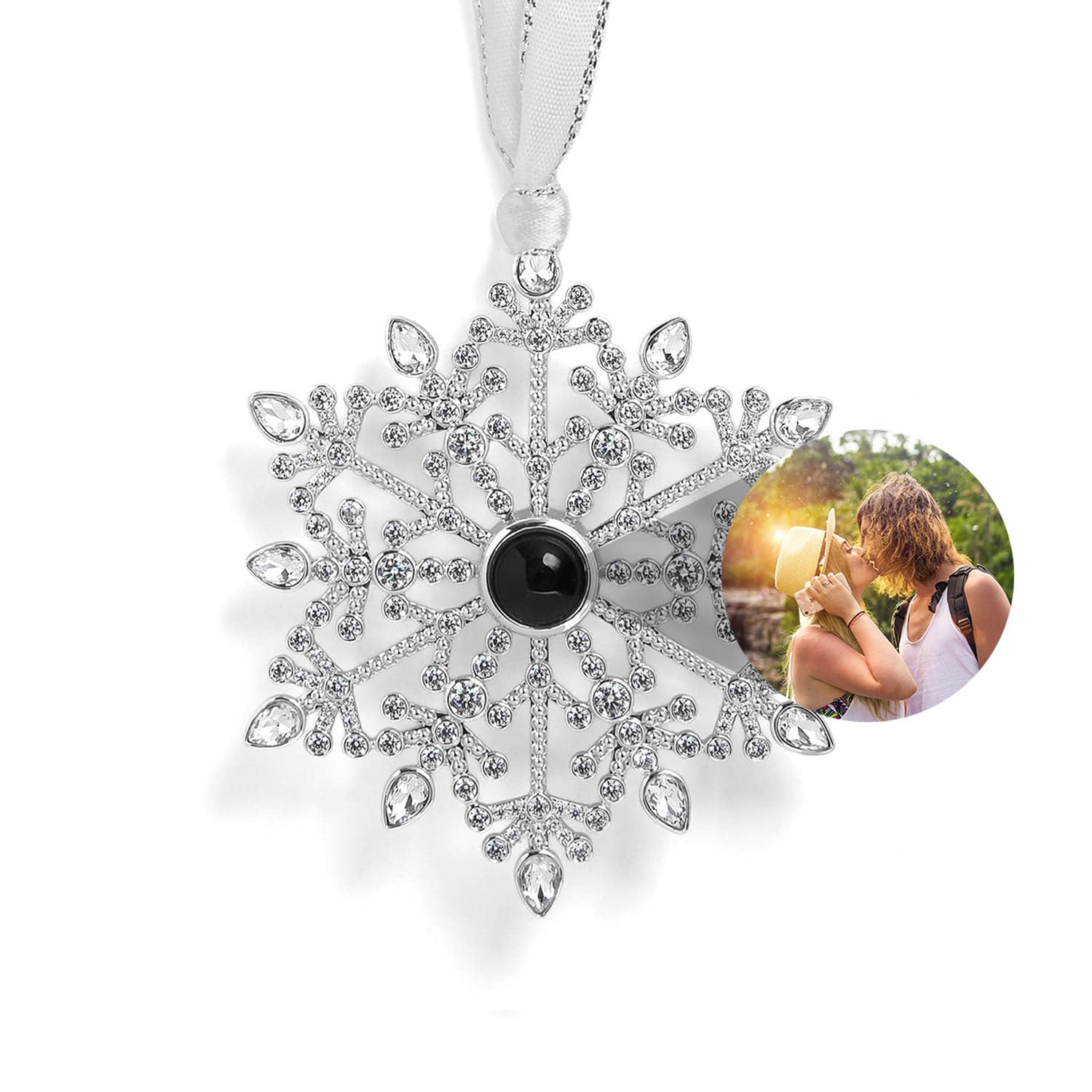 Personalised Photo Ornaments for Christmas Tree Custom Decoration with Picture Inside Hanging Ornate Snowflake Projection Pendant 2026 New Home Decor for Xmas Party Memorial Gifts for Family
