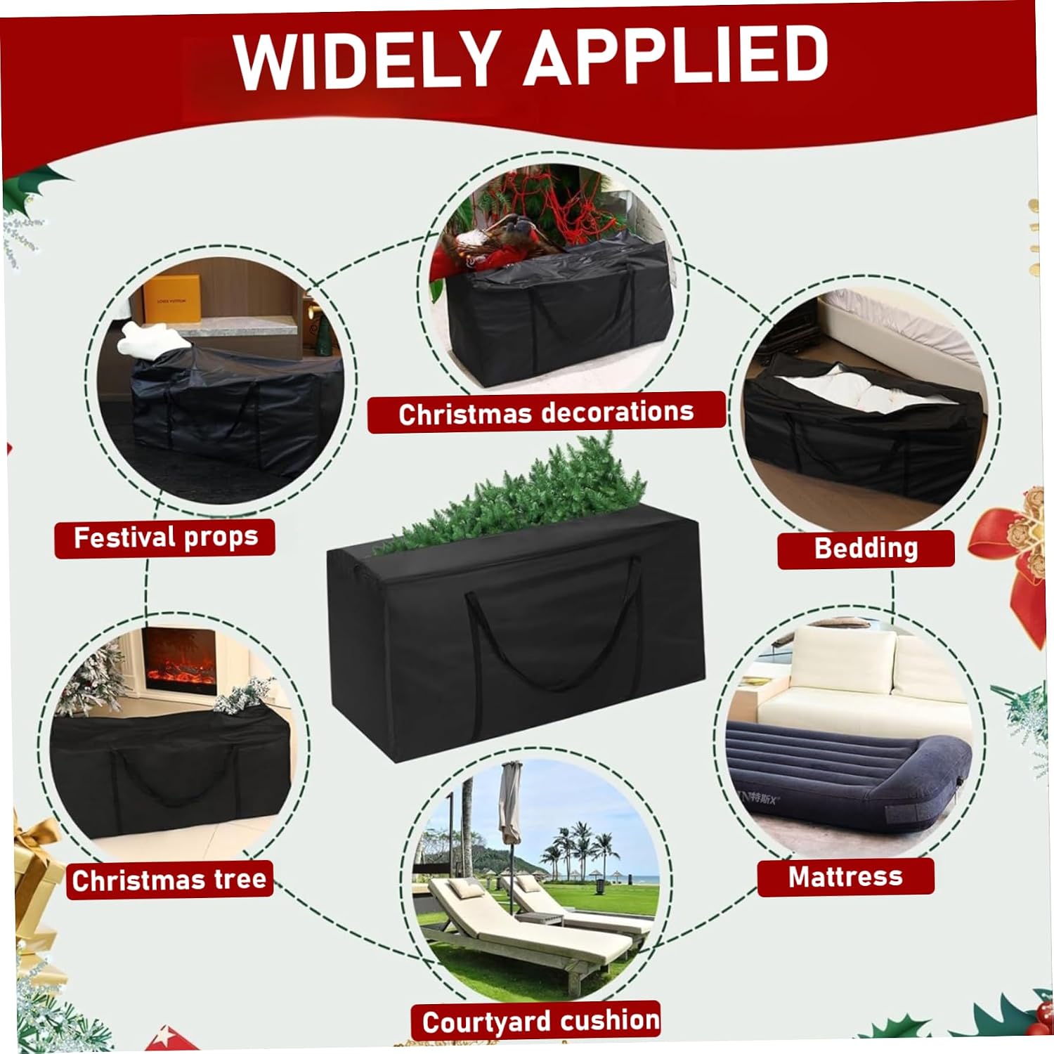 2PCS Outdoor Cushion Storage Bag Waterproof Heavy Duty Storage Bags with Handle and Zipper Cushion Covers for Outdoor Furniture, 68x30x20 Inch