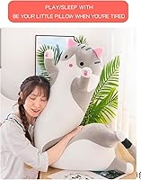Vista 20 de Cat Soft Plush Pillow Cute Cat Body Pillow, Long Stuffed Cat Plush Cat Stuffed Animal Toy Kitten Long Throw Pillow Gift for Kids White