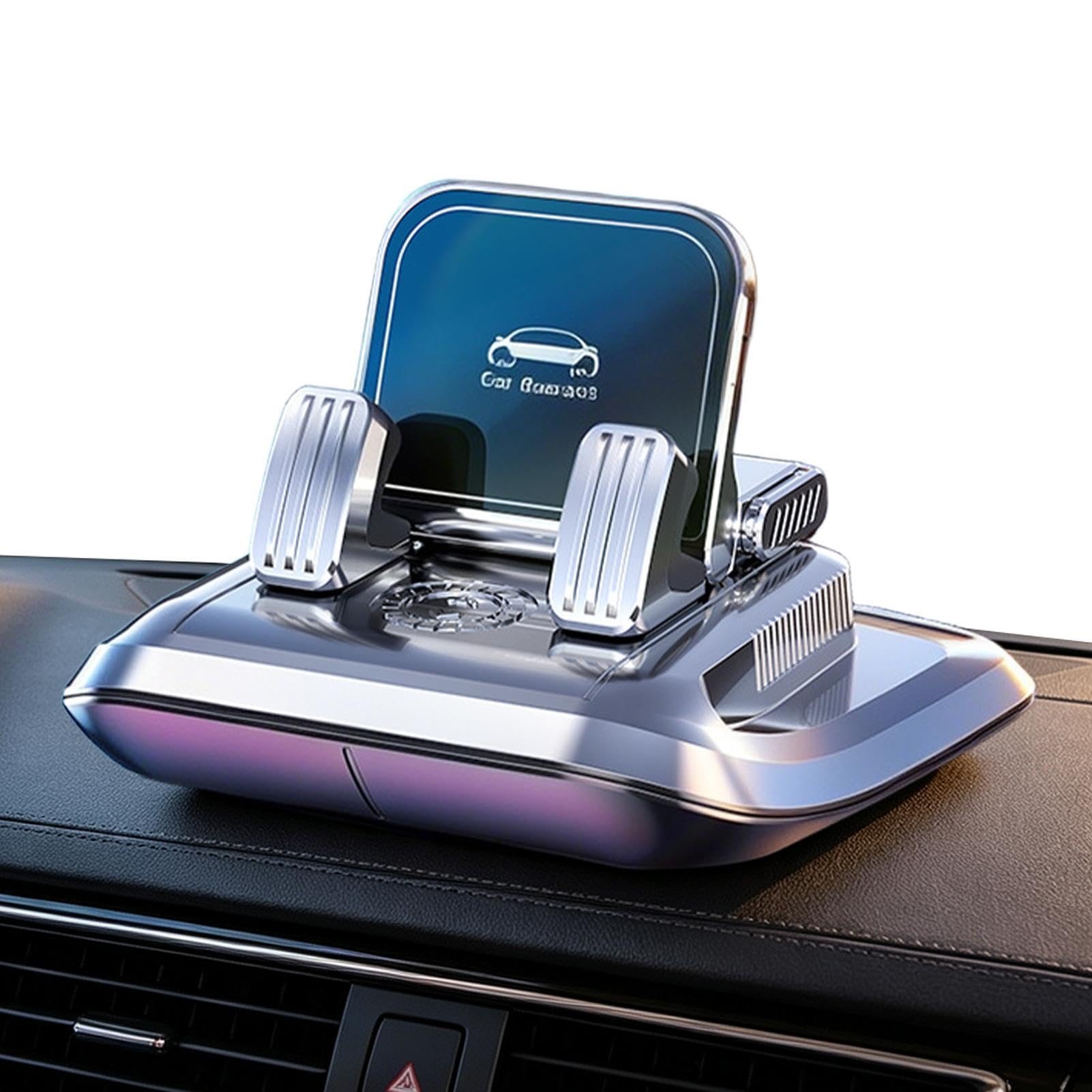 Armaturenbrett-Handyhalterung, universal, verstellbarer Ständer mit | Kfz-Handyhalterung für Fahren, Navigation, Roadtrips, Pendeln, Mitfahrgelegenheit, Lieferwagen, Taxi, Videoanrufe, Silber