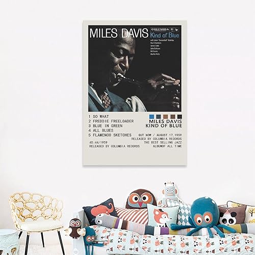 Miniatura 5 de Póster musical de Miles Davis con texto en inglés "Kind of Blue", póster estético para pared, decoración de dormitorio, paisaje, oficina,