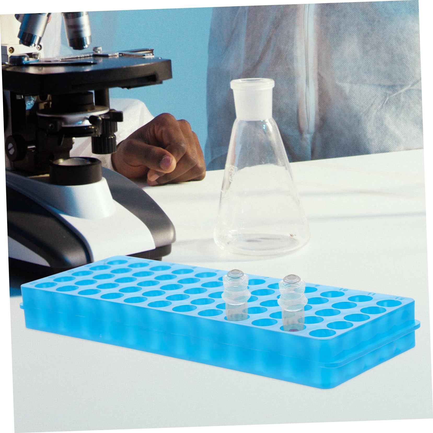 Ciieeo 2 Stück Reagenzglasgestell Für 60 Löcher Wiederverwendbarer Probenröhrchenhalter Aus Robustem Kunststoff Beidseitiger Labor Organizer Für Zentrifugenröhrchen 0,5 Ml Bis 2 Ml