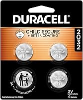 Duracell CR2032 3V Lithium Coin Batteries, 4 Count Pack - Child-Safe Bitter Coating, Long-Lasting for AirTag, Key Fobs & Remotes