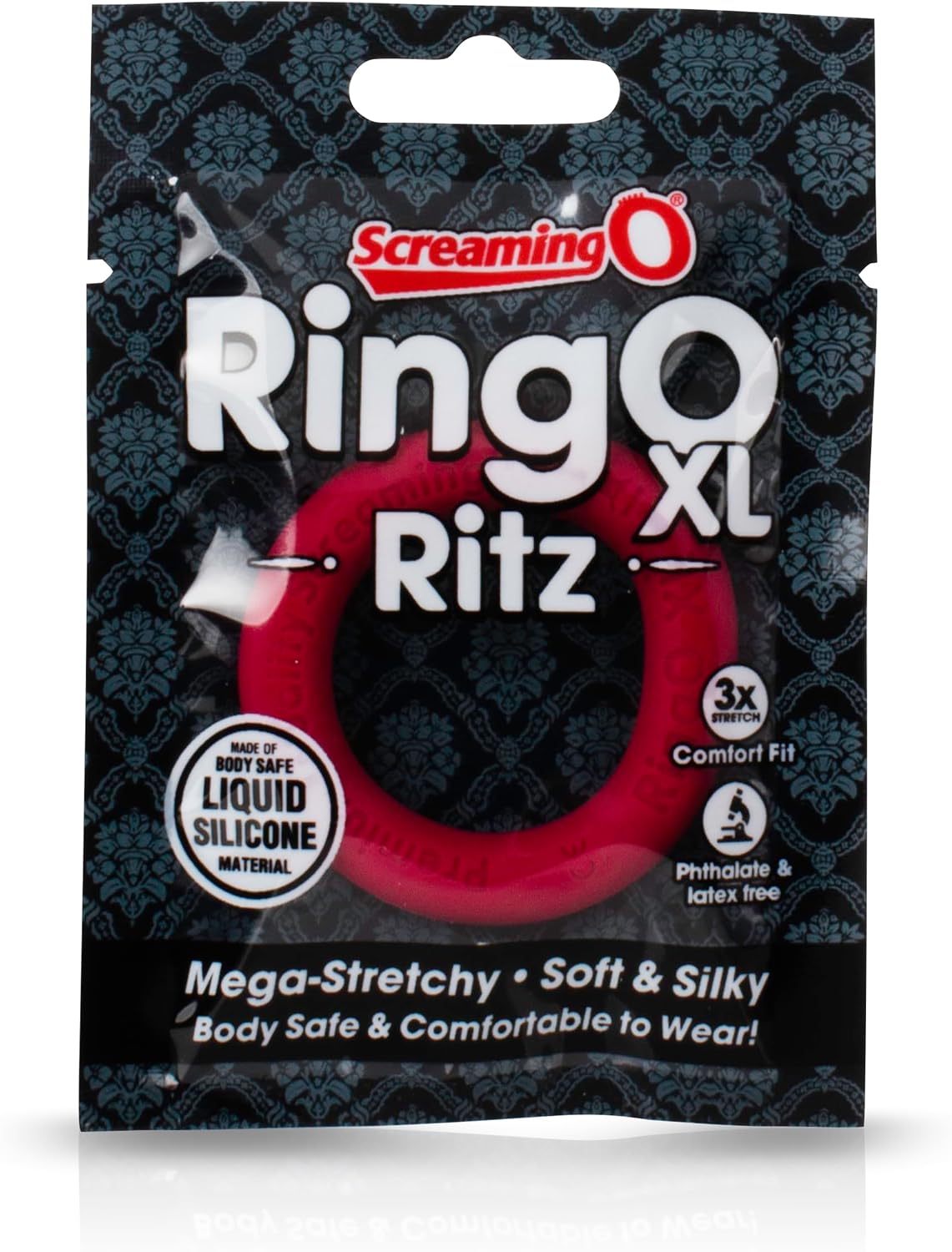 Screaming O Cock Ring for Men, Stretchy Ringo Ritz XL, Red | Stretchy silicone cock ring for men; body-safe SEBS, firmer erections, reusable, latex-free