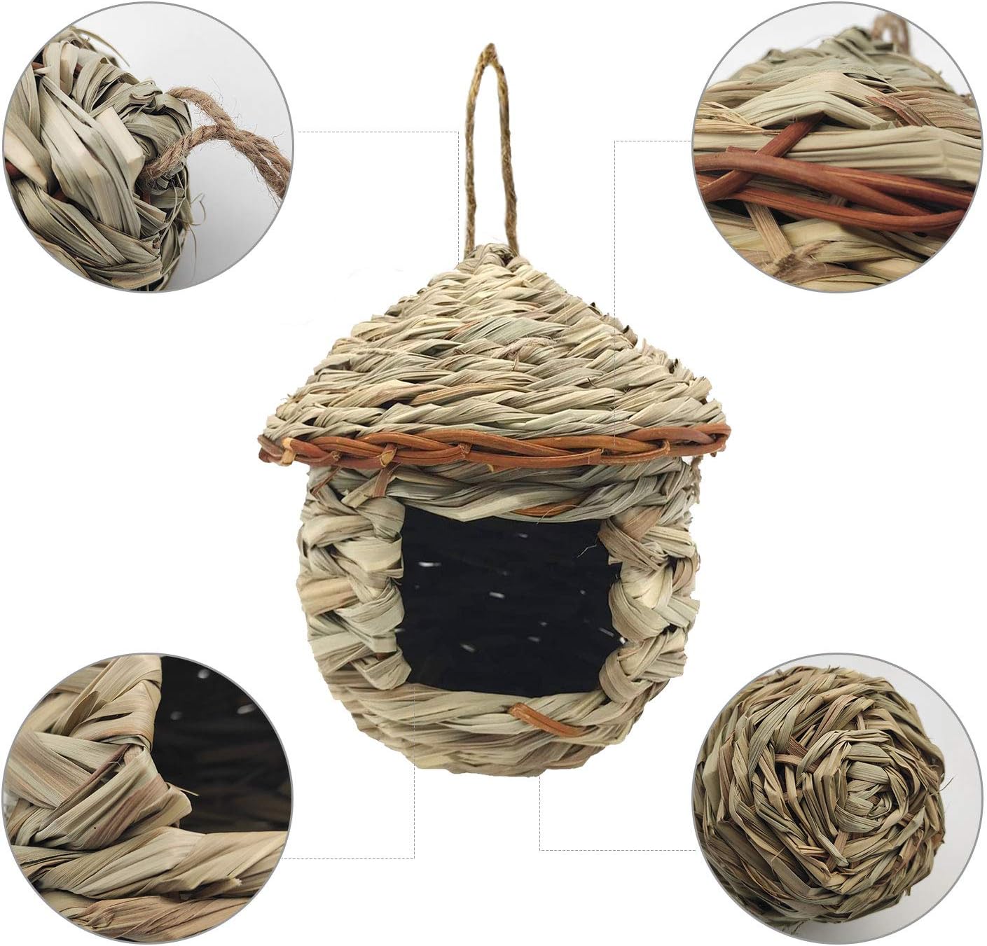 Eeaivnm 3 Pack Hummingbird House, Hand Woven Bird Nest for Outdoors Hanging, Small Grass Bird Houses for Outside, Natural Fiber Bird Hut Roosting Pocket for Finch Canary Chickadee : Patio, Lawn & Garden