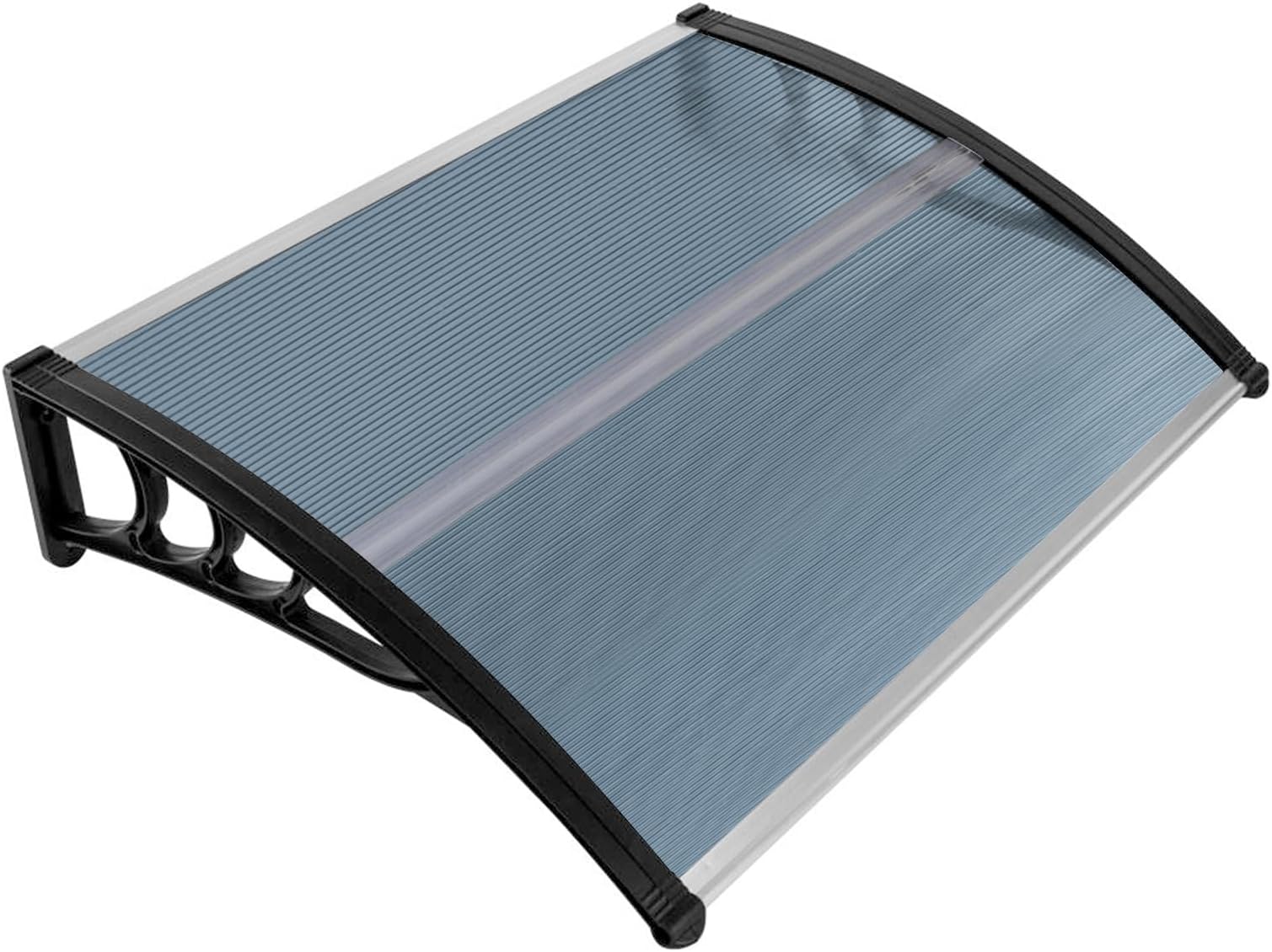 MATICO 47.2" Outdoor Clear Door Awning Patio Window Cover Polycarbonate Rain & Snow Protection, Modern Hollow Sheet with UV Protection Cover, Window Door Awning Canopy,Gray/Black-Edge