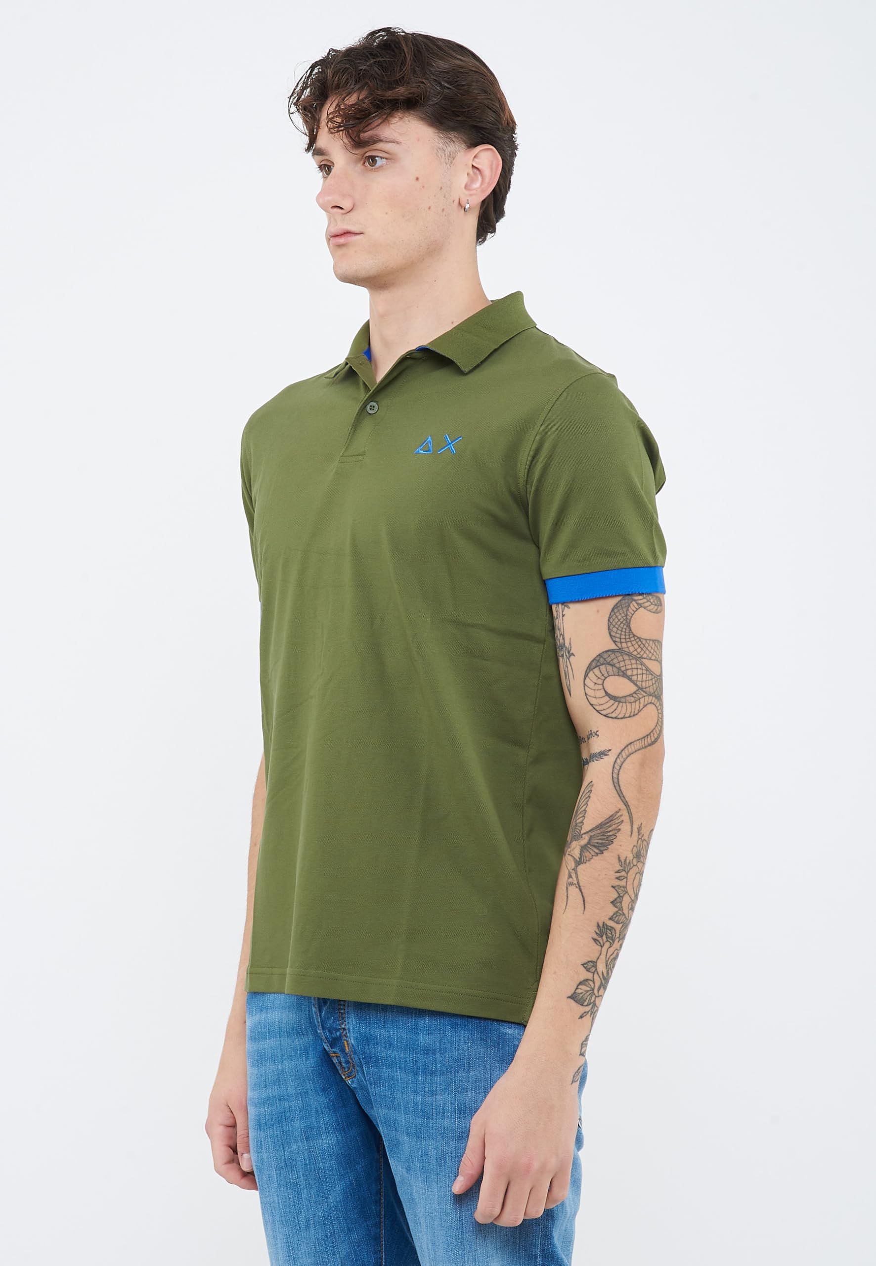 SUN68 Polo con Maxi Logo in Cotone