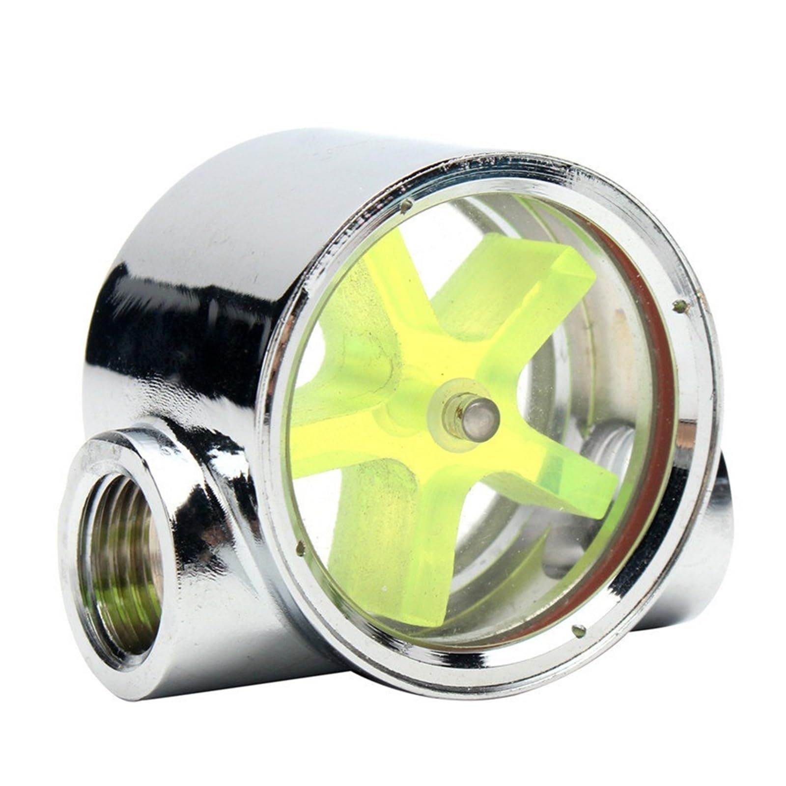 Medidor de flujo de turbina digital G1/4 en cobre cromado de 2 vías con filtro roscado mini