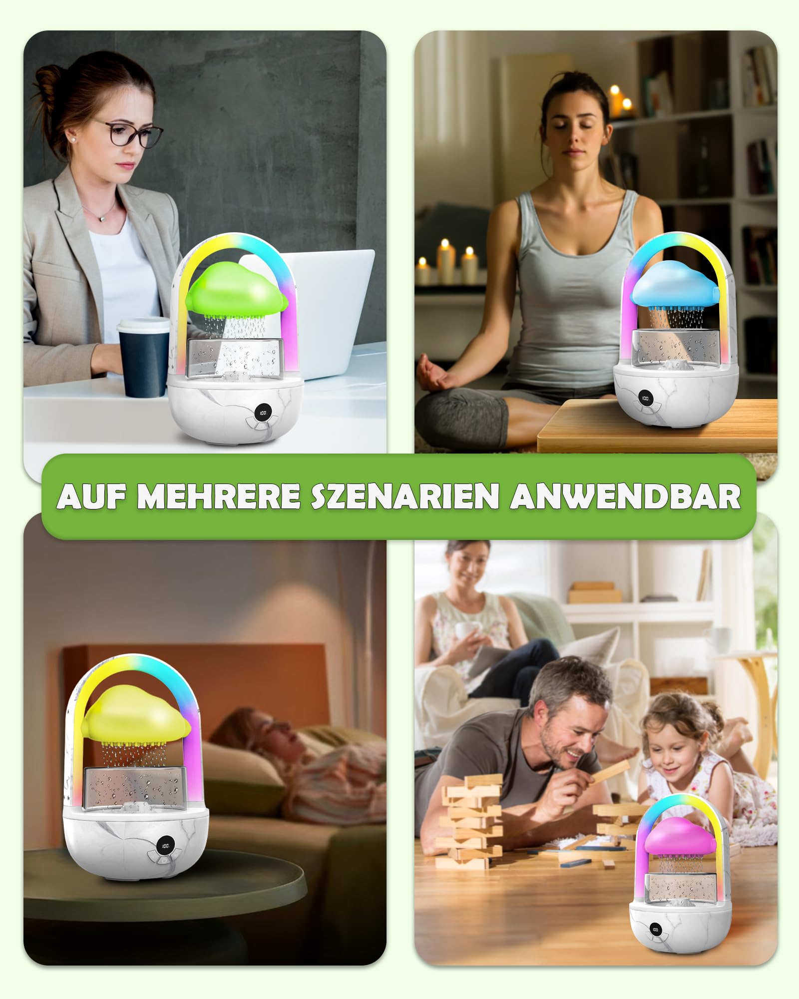 Regenwolken Luftbefeuchter Mit Regenbogenlicht, Weljoy Humidifier Mit Exklusive APP, Luftbefeuchter Schlafzimmer Mit Marmortextur & 7 Farben LED-Lichtern, Raumbefeuchter Für Schlafen/Entspannung