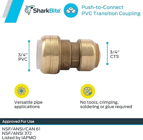Miniatura 5 de Shatg #Sharkbite acoplamiento de transición de PVC de 12 Cts x 12"., UIP4016A, 0 volts