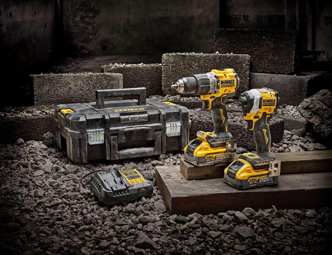 DeWalt DCK2050H2T- DCD805 + DCF850, 2 x 5,0 Ah Powerstack, cargador y TSTAK