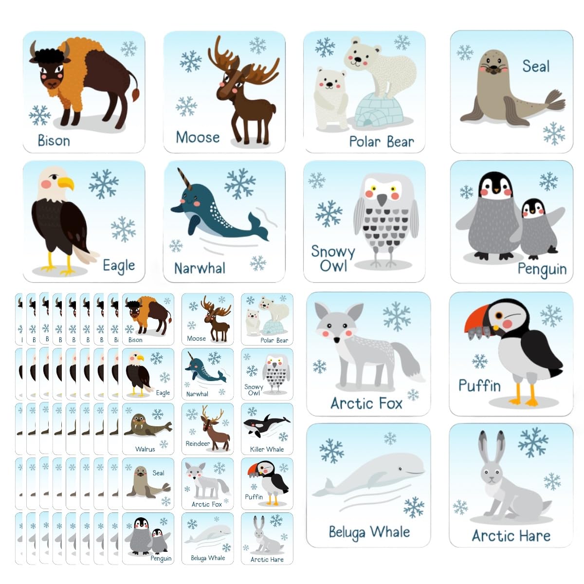 Joyful Artistry 180 Arctic Animal Stickers for Kids, Polar Animal Stickers, Arctic Animals Preschool, Winter Stickers, Winter Animal (Arctic Animals)