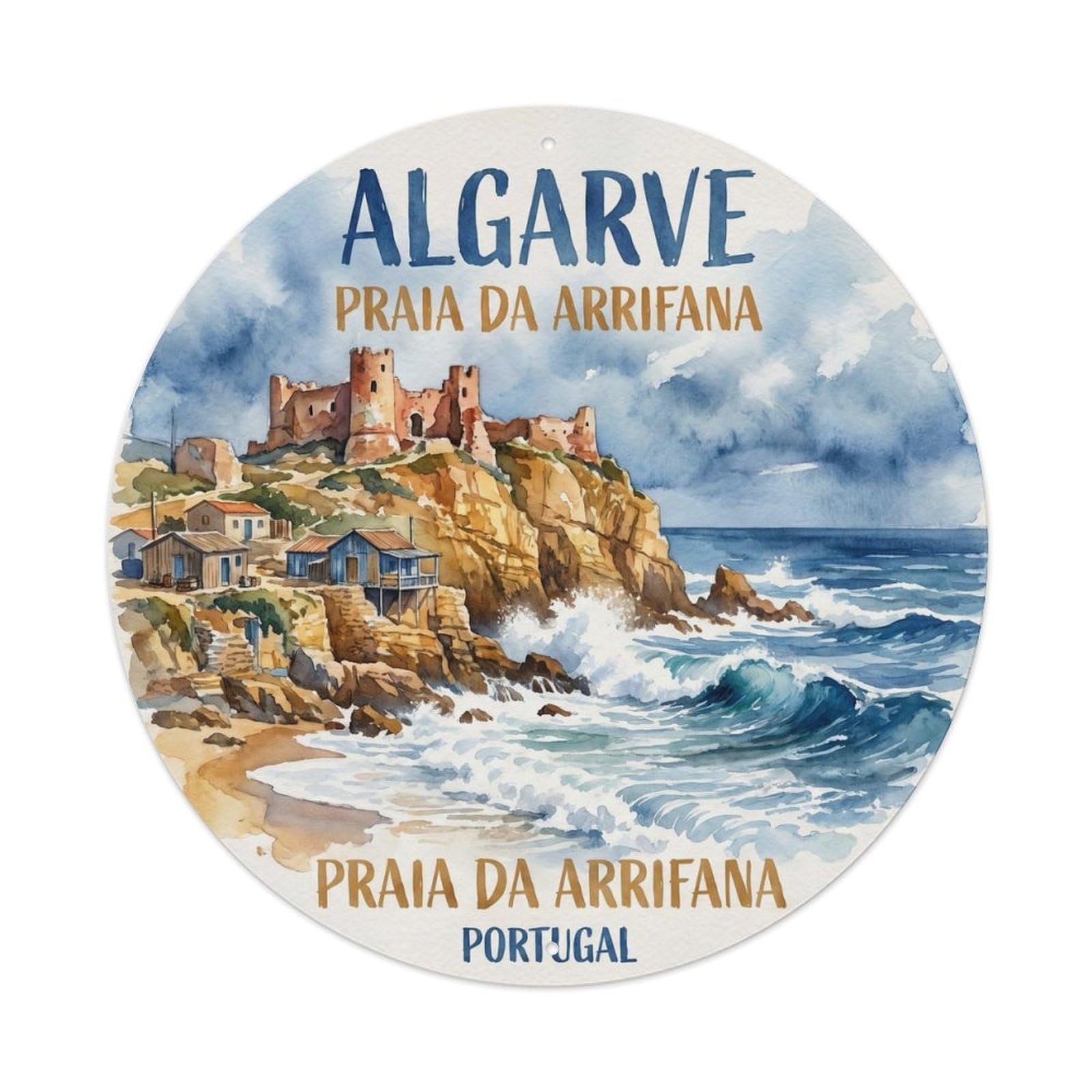 Olhnbad 08X08inch Style Heritage Portugal Algarve Coast Waterfront Travel Art Metal Tin Sign