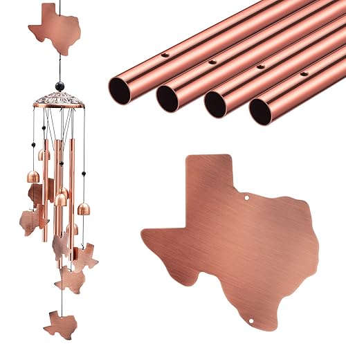 Yuntau Texas Decor Wind Chimes Texas Gifts Souvenirs 36" Outdoor State Map Memorial Wind Chimes with 4 Aluminum Tubes for Garden Hanging Patio Decor
