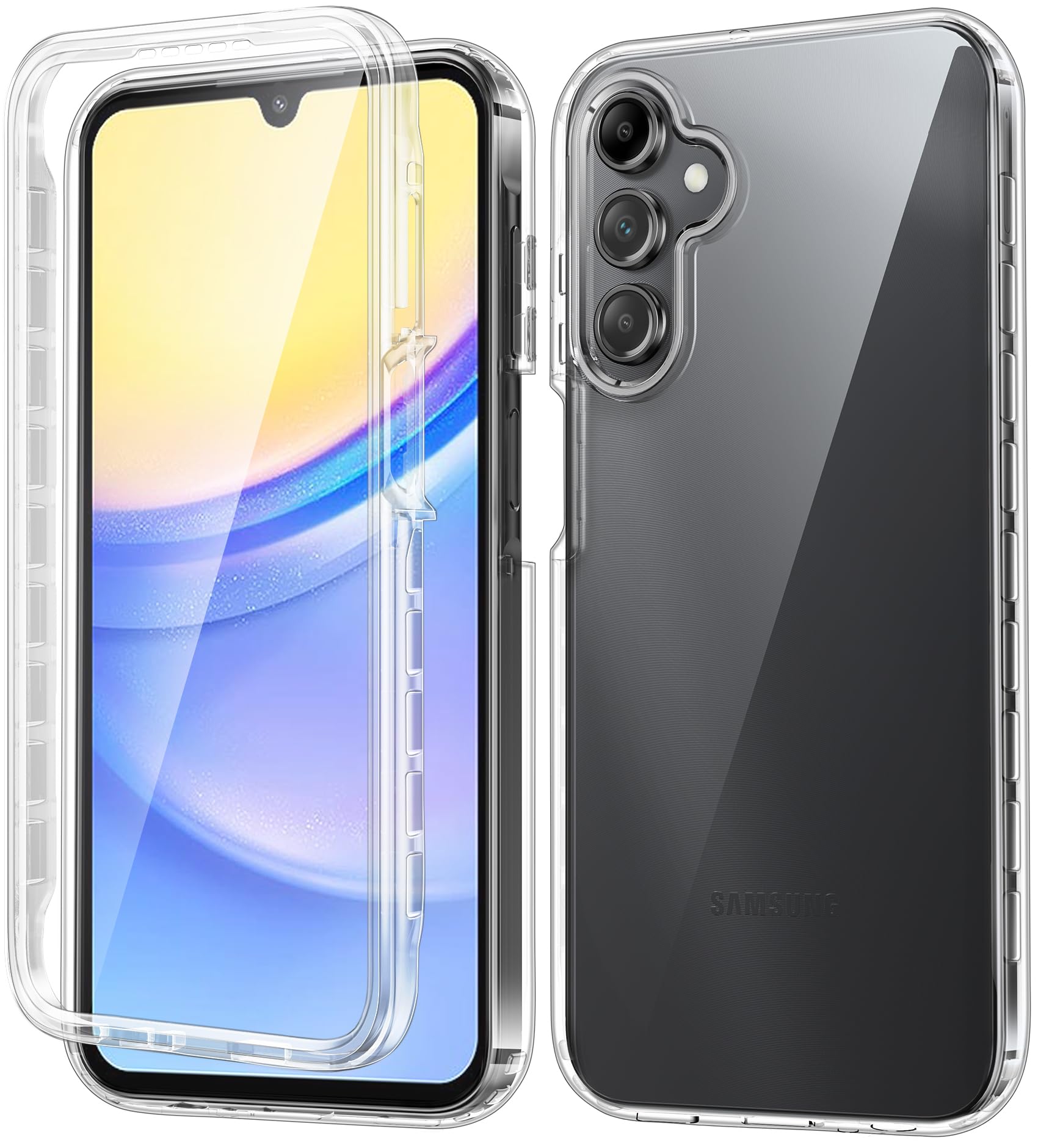 FNTCASE for Samsung Galaxy A15-5G Case: Phone Case with Built-in Screen Protector Protective Silicone Cell Phone Cover Rugged Shockproof Full