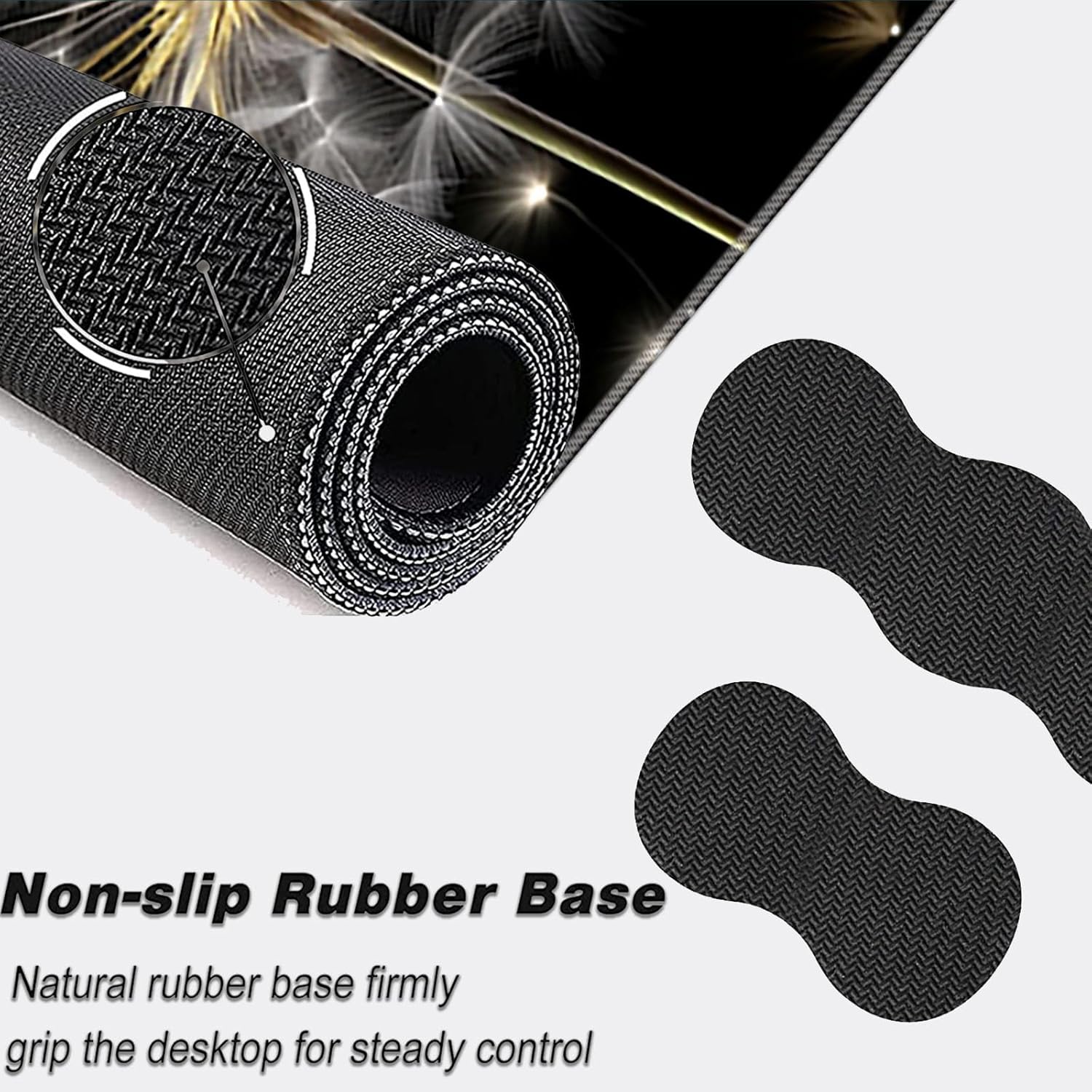 Keyboard Mouse Pad Set,Large Mouse Pad+Keyboard Wrist Rest+Wrist Support+Coaster,31.5x11.8in Extended Desk Mat for Computer Laptop Office Home-Dandelion