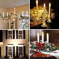 Vista 2 de Juego de 6 velas de Navidad para ventana con temporizador, funciona con pilas, velas LED eléctricas sin llama para ventanas, portavelas dorados