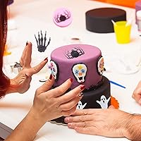 Vista 4 de Moldes para fondant de Halloween, 8 piezas de molde de silicona para Halloween, rosa Halloween Moldes de silicona, antiadherente fondant Molds