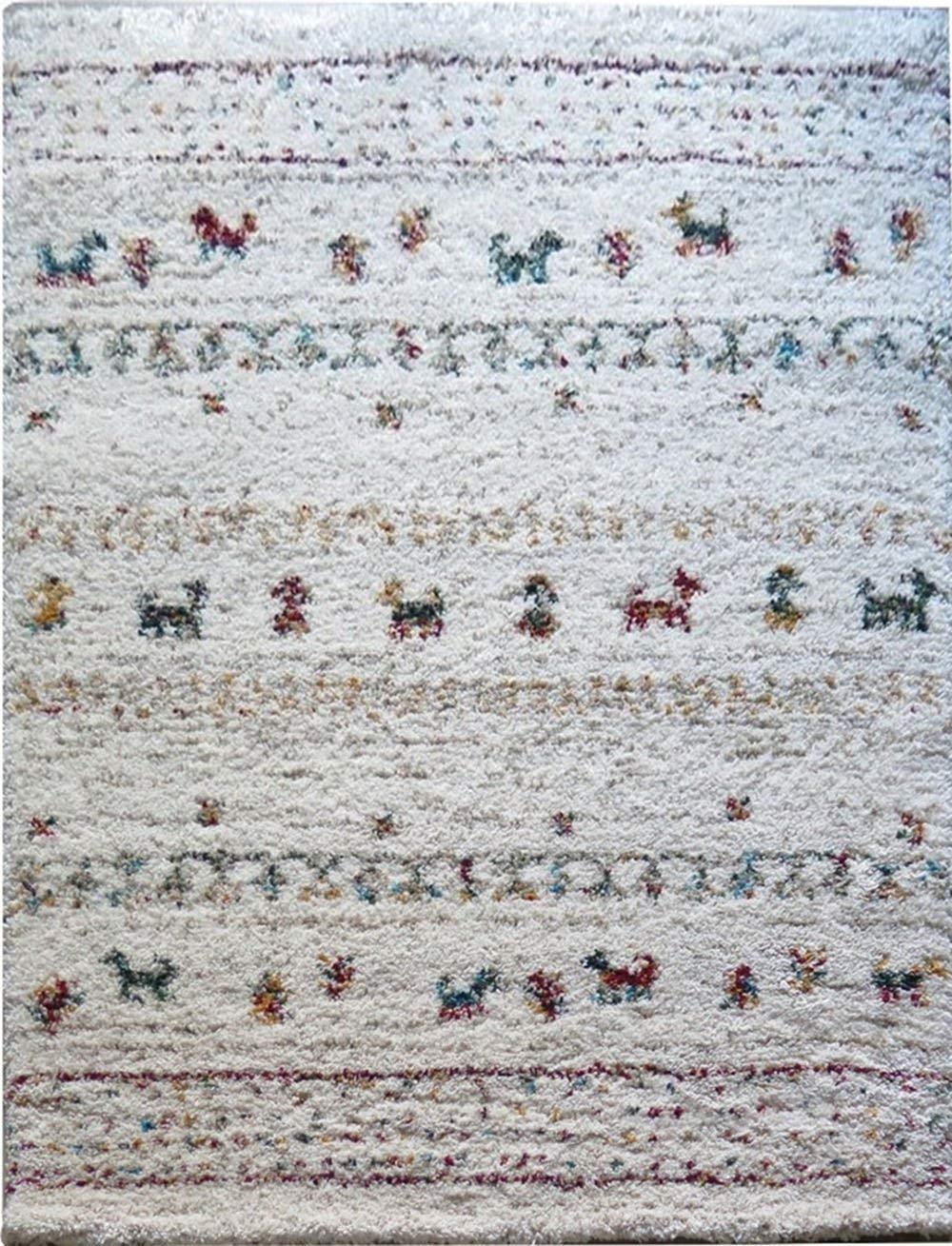 Aspect Bukhara Striped Thick Soft Shaggy Rug, Polypropylene, Multi-Colour, 170 x 120 x 4 cm