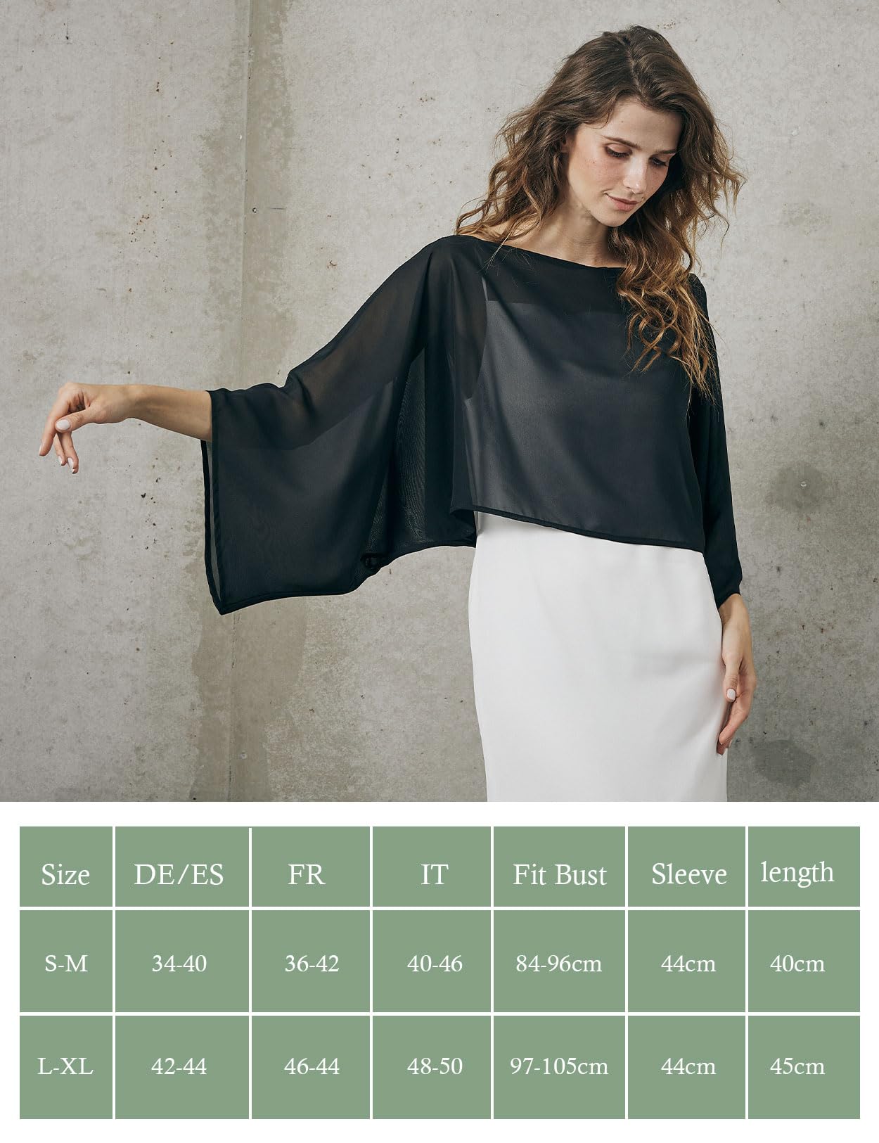 BEAUTELICATE Cape Boléro En Mousseline de Soie Haut à Manches Chauve-souris Châle Étole Transparent De Femme Mariée Demoiselle d'honneur Mariage Invité Soirée Cérémonie D’été