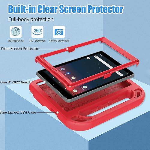 Miniatura 9 de BMOUO Funda infantil para tablet Walmart Onn de 8 pulgadas Gen 3 2022 modelo 100071483 con protector de pantalla integrado a prueba de golpes ligera