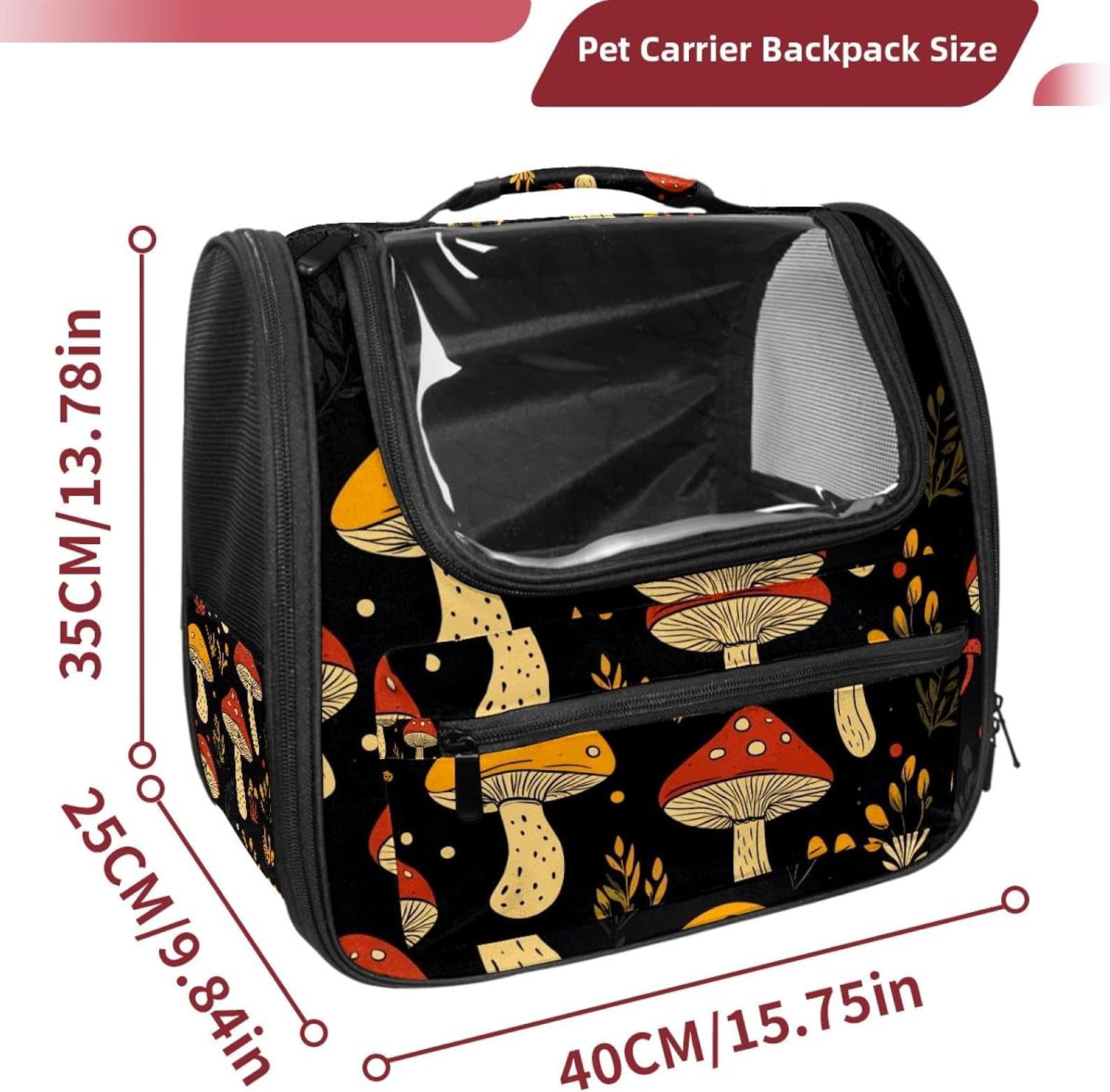 Mushroom Traveler Backpack Pet Carriers for Cats and Dogs