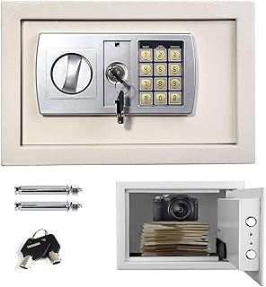Safes for Home Fireproof Waterproof with 2 Manual Override Keys, 8.5L Security Safe Cash Box with Double Digital Keypad and Safety Key Lock Cabinet Safes, White