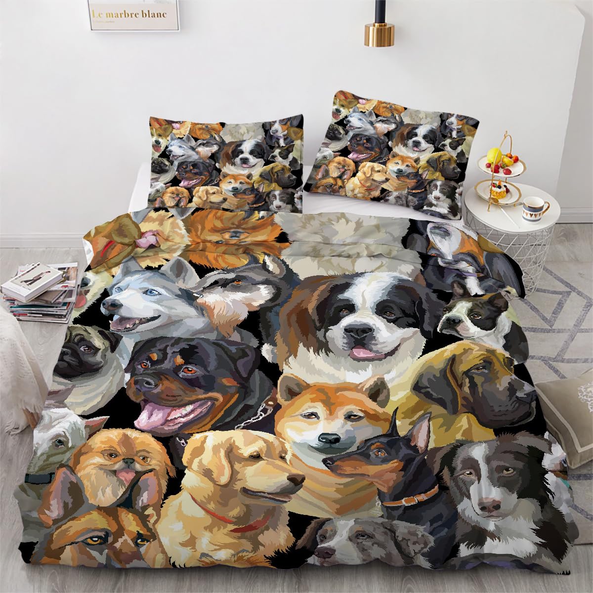 Housse de couette chien 140x200 pour un lit douillet avec fermeture éclair